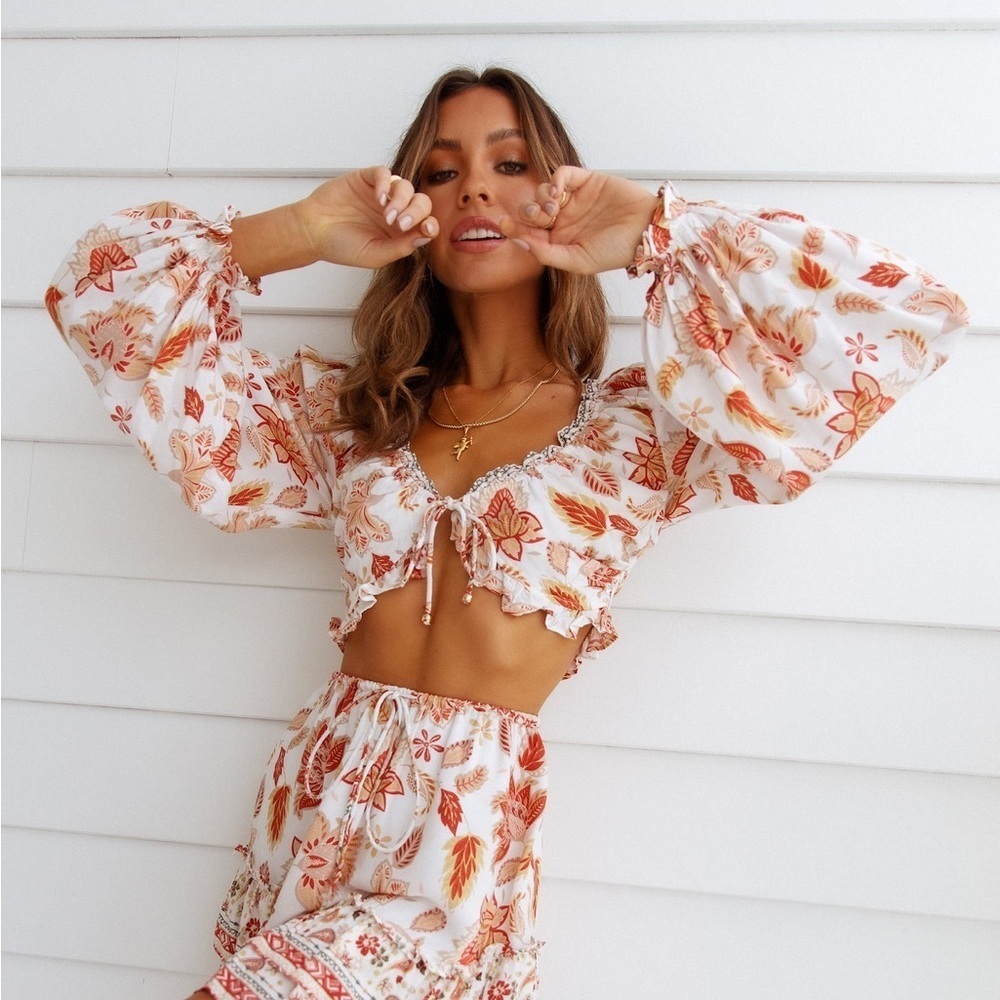 HELLO MOLLY Doing The Most Tie Front Crop Top